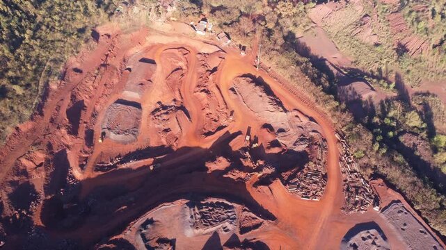 Aerial drone view of iron mine HD