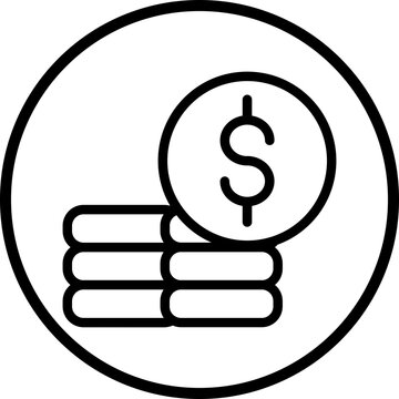 Stack Of Coins Line Icon Style