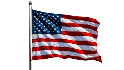 American flag waving on flagpole against white © Anna