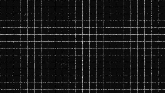 Animated dark vintage film grunge overlay with distressed moving white grid lines projector flicker dust scratches hairs