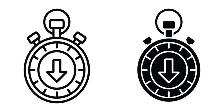 Downtime and maintenance icon set featuring pause warning clock repair and outage symbols in editable outline style