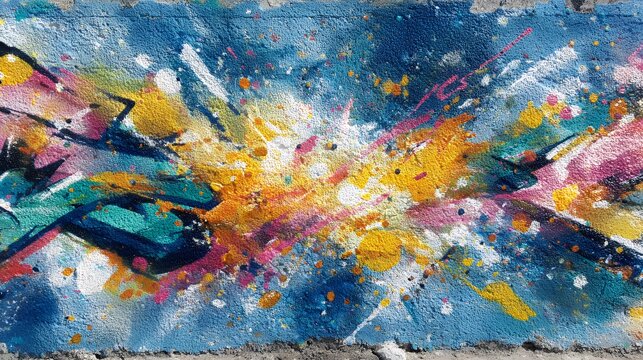 Colorful paint splatter creating abstract energetic explosion