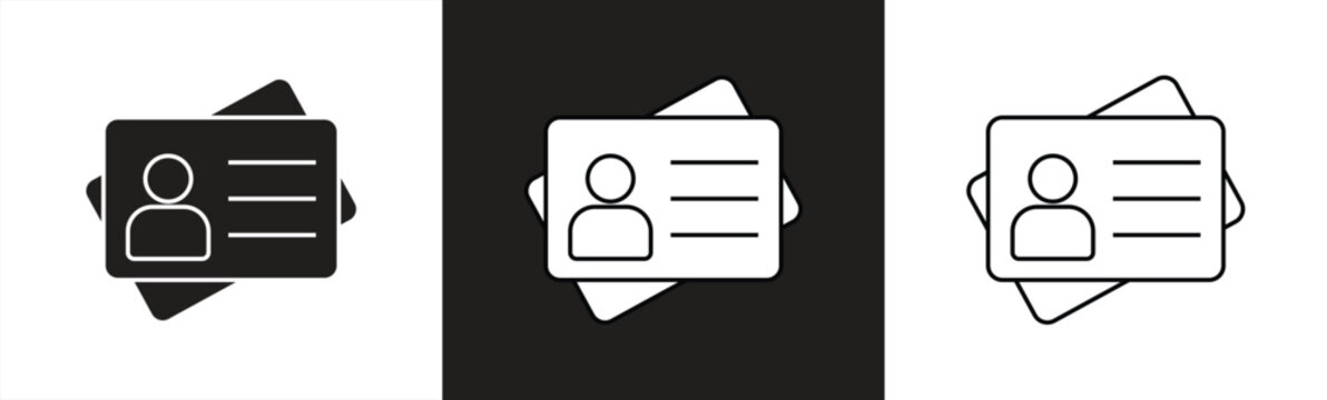 ID card icon set, SIM card symbol, editable outline. vector illustration