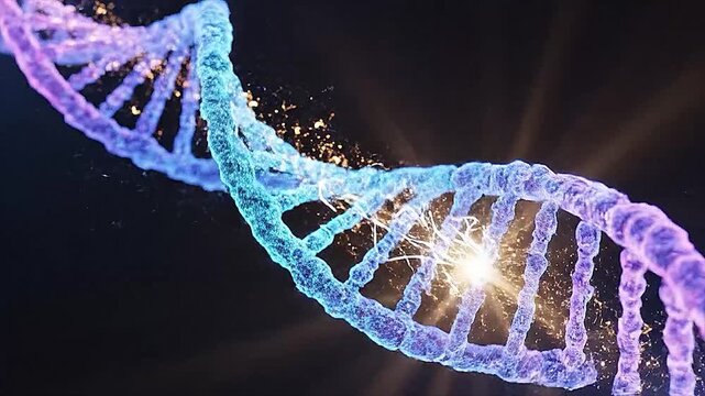 DNA double helix genetic code molecule structure, DNA sequence illustration, dna strand glowing abstract science background