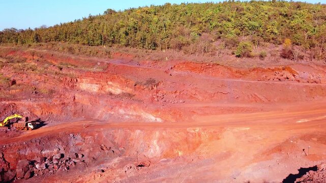 Aerial drone view of iron mine HD