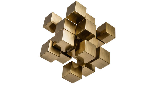 Abstract metallic cubes sculpture geometric arrangement