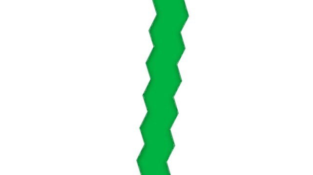 Animated stop motion torn white paper transition parting to reveal green screen chroma key background with jittery edges