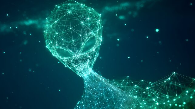 Abstract alien head made of digital light connections