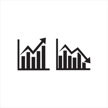 Growth and decline bar charts with arrows, financial trend icon