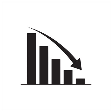 Bar chart icon with a curved downward arrow showing negative growth trend