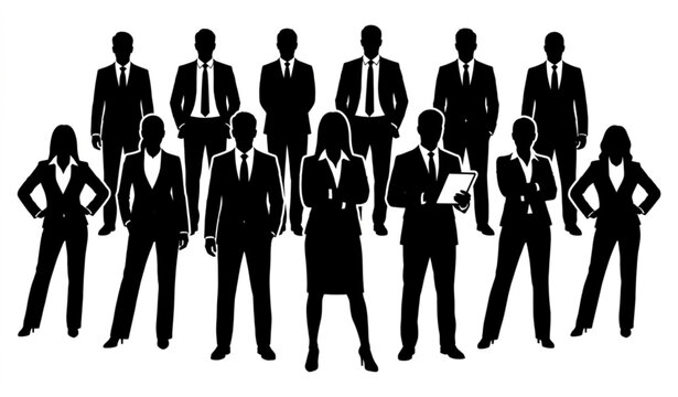 Business team silhouette diverse professionals in formal attire