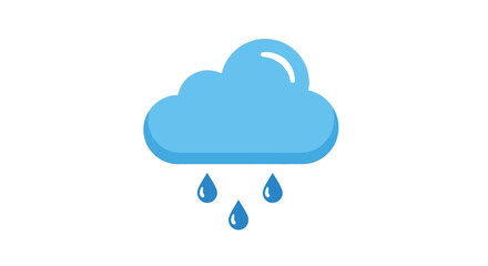 Obraz premium Rain cloud icon with raindrops flat vector illustration on white background