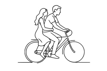 Fototapeta premium silhouette of a couple on a bicycle