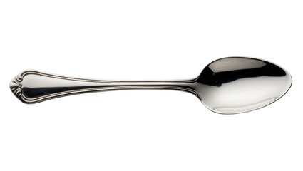 Polished silver spoon with ornate handle detail