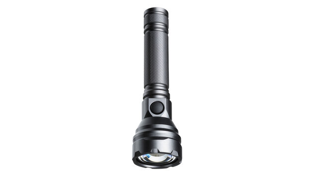 Tactical flashlight with textured grip and LED lens