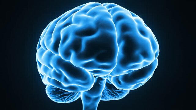Blue glowing brain illustration