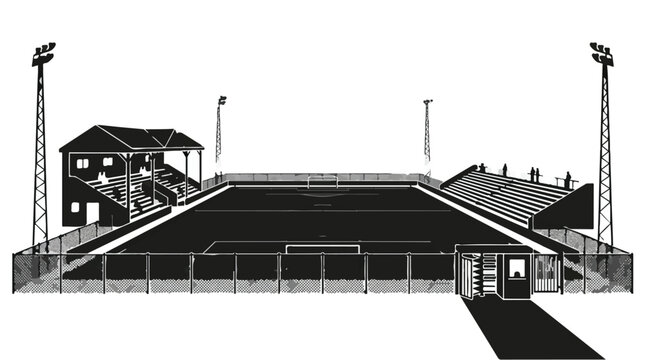 Empty sports stadium with floodlights and bleachers outdoor athletic field architecture