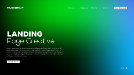 Obraz premium Abstract landing page background creative design modern gradient banner graphic digital web template website colorful blue green vector.