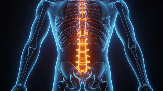 Anatomical 3D Rendering of Human Spine and Torso.