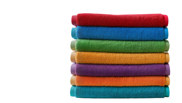 Stack of colorful folded terry cloth towels