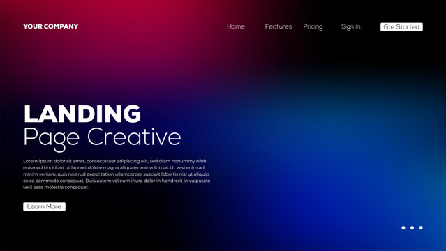 Landing page creative with vibrant gradient background and modern typography for business or technology website design.