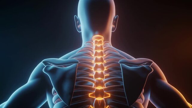 Human Anatomy Spine and Rib Cage Medical Visualization.