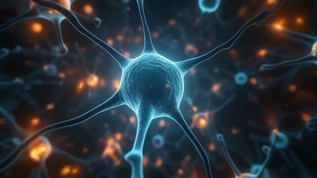 Abstract Neural Network Connections Glowing in Digital Space.