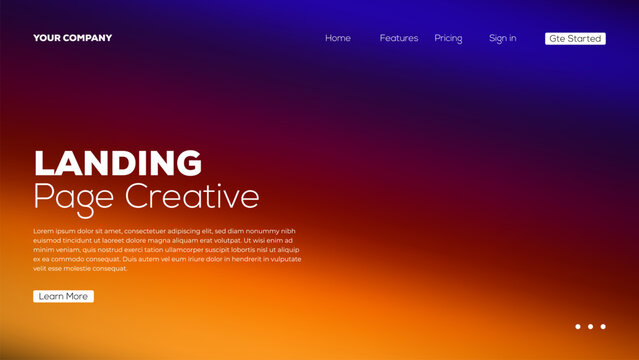 Modern abstract landing page design with vibrant blurred gradient background for creative digital business projects and website interfaces.