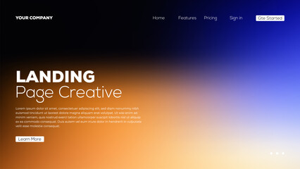 Landing page creative background with gradient mesh and abstract blurred pattern. modern website design banner, business presentation. © Ontime Resource