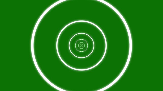 Glowing circle fireworks burst animation, shiny ellipse blast explosion effect with glitter spark line rings, seamless looping motion graphic overlay on green background in 4K UHD