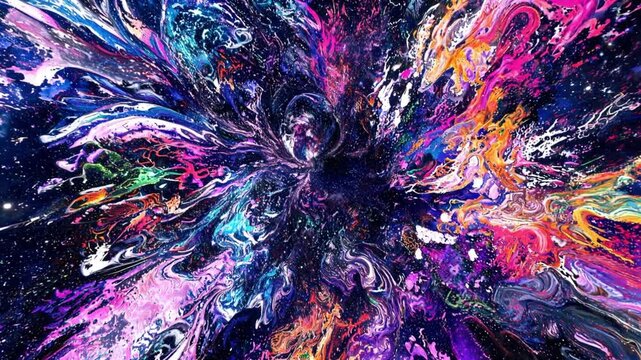 暗闇から鮮やかな光へと変化する宇宙的な無秩序と混沌の抽象的背景