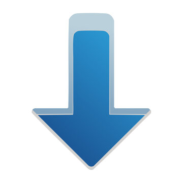 Blue 3D downward arrow icon
