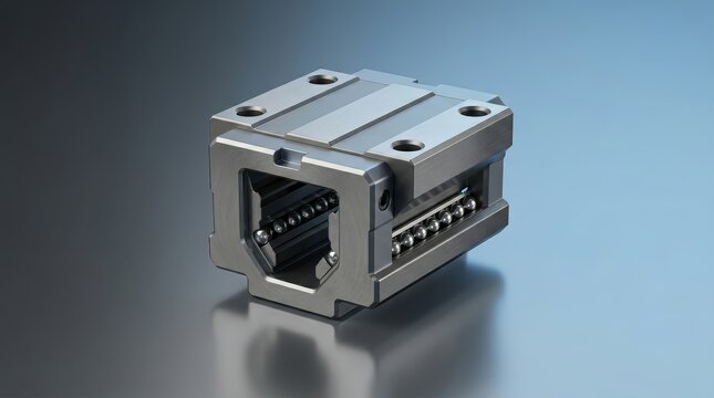 Industrial Guide Block 3D Render, Precision Linear Guide Block, CNC Rail Carriage Component, Motion Control Assembly, Automation Positioning Guide System