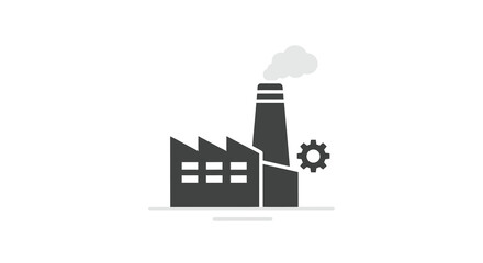 Naklejka premium Factory Building With Gear Silhouette On White Background