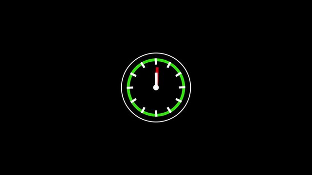 Wall Clock white and red icon on black background,with 4k video animation.