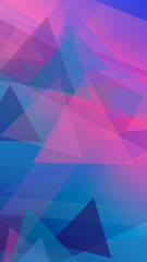 Obraz premium Vibrant low-poly triangles in magenta, purple, and blue create a futuristic abstract backdrop with bold contrast, perfect for entertainment, tech, and posters.
