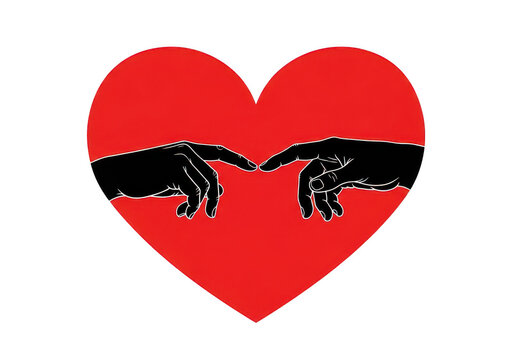 Red heart with black bat silhouette inside PNG isolated on transparent background