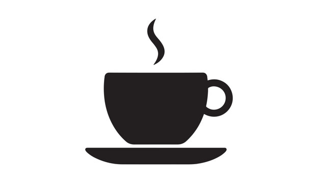 Hot coffee cup silhouette vector icon morning tea mug cafe espresso beverage drink logo template element