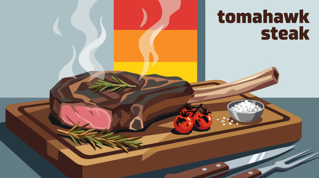tomahawk steak american steak cuisine food recipe culinary grilled delicious premium beef gourmet meal restaurant dining dramatic presentation bone in beef