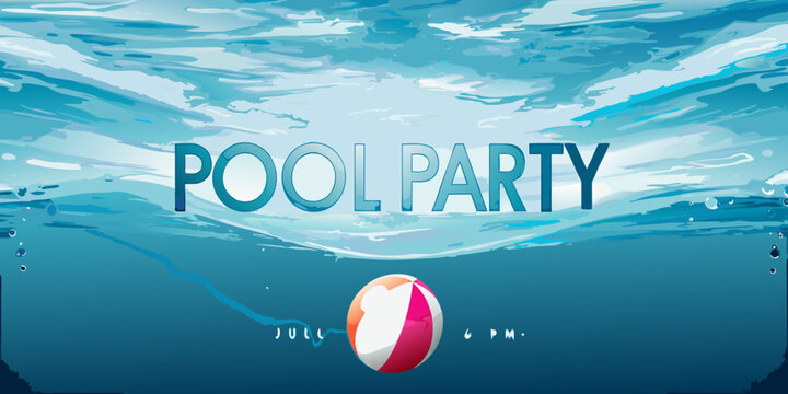Underwater wave pattern with beach ball vibrant vector illustration