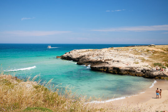 People at a beach in Monpoli, Puglia, Italy