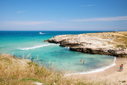 People at a beach in Monpoli, Puglia, Italy