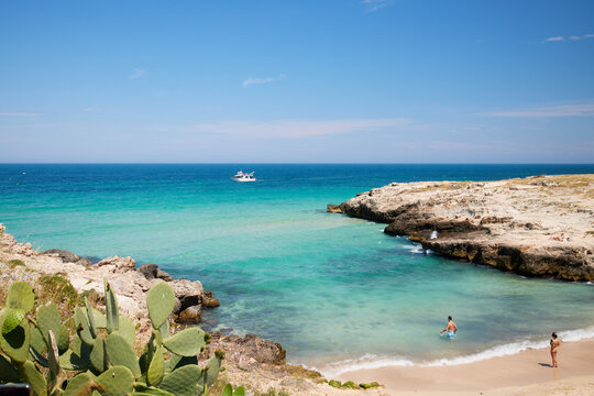 People at a beach in Monpoli, Puglia, Italy