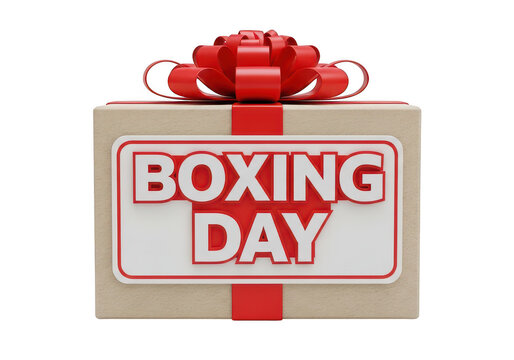 Colorful boxing day celebration sign with red ribbon PNG isolated on transparent background