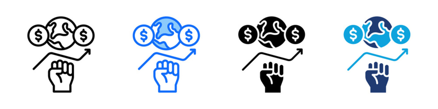 Economic Empowerment Icon Set Multi Style Vector Illustration