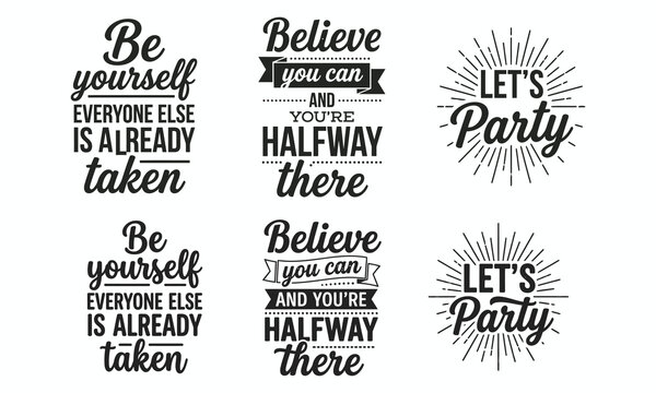 Motivational quote collection typography designs for prints and merchandise