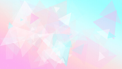 Obraz premium Abstract polygon triangles in soft blue and pink hues create a vivid yet calming geometric backdrop, ideal for marketing, invitations, and web headers with open copy space.