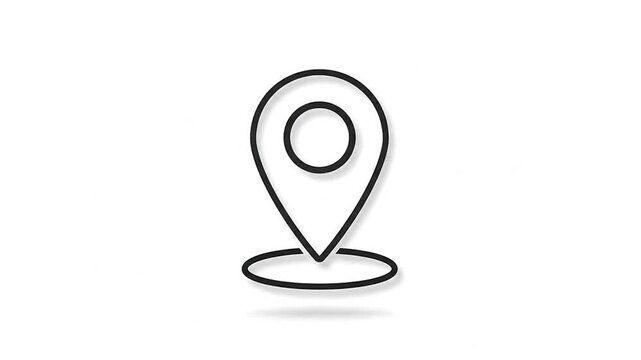 A simple black outline icon representing a digital location marker