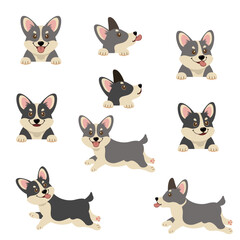 Fototapeta premium A collection of simple and cute dog images.,