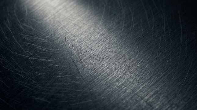 Scratched metal surface with a spotlight shining on it creating a gradient effect on the scratched metallic background